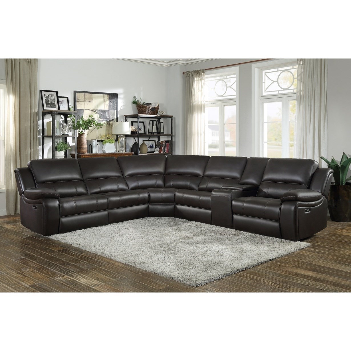 Homelegance Falun Casual 6 Piece Sectional with Power Reclining and USB
